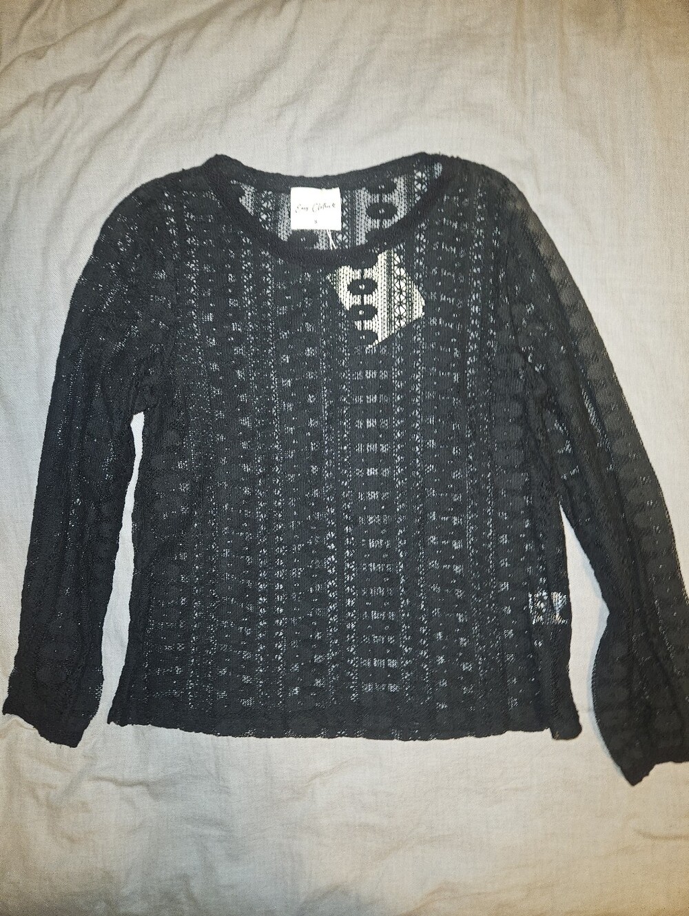 Black Open-Knit Scoop Neck Sweater Festival Boho Beachcore